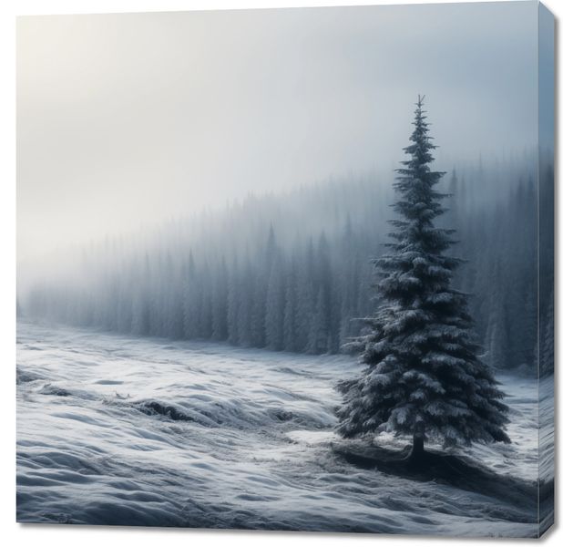 Obraz 90x90cm Samotna Choinka zdjęcie 1