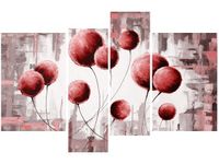 130CM 85 OBRAZ 4 ELEM ABSTRAKCYJNE DMUCHAWCE CZERWIENI ŚCIENNY