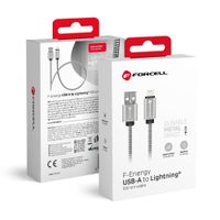 Kabel USB A do Lightning Forcell F-Energy 2,4A 12W Metal 1 m C236 srebrny