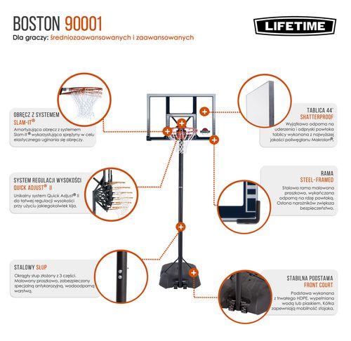 LIFETIME STOJAK DO KOSZYKÓWKI 44" BOSTON 90001 na Arena.pl