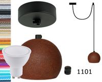 Lampa wisząca kula czarna rdza + gu10 loftowa 2m