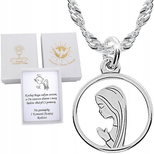 SREBRNY ŁAŃCUSZEK KOMUNIJNY I MEDALIK MATKA BOSKA NA KOMUNIĘ NA CHRZEST 925 na Arena.pl