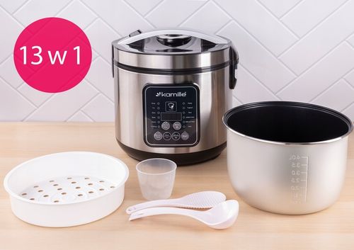 MULTICOOKER ELEKTRYCZNY garnek SZYBKOWAR parowar 13 programów KAMILLE na Arena.pl