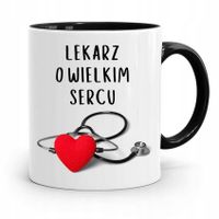 Kubek Czarny Dla Doktora Lekarz O Wielkim Sercu Z Nadrukiem Ze Zdjęciem