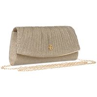 brokatowa, złota kopertówka damska z tkaniny syntetycznej - rovicky