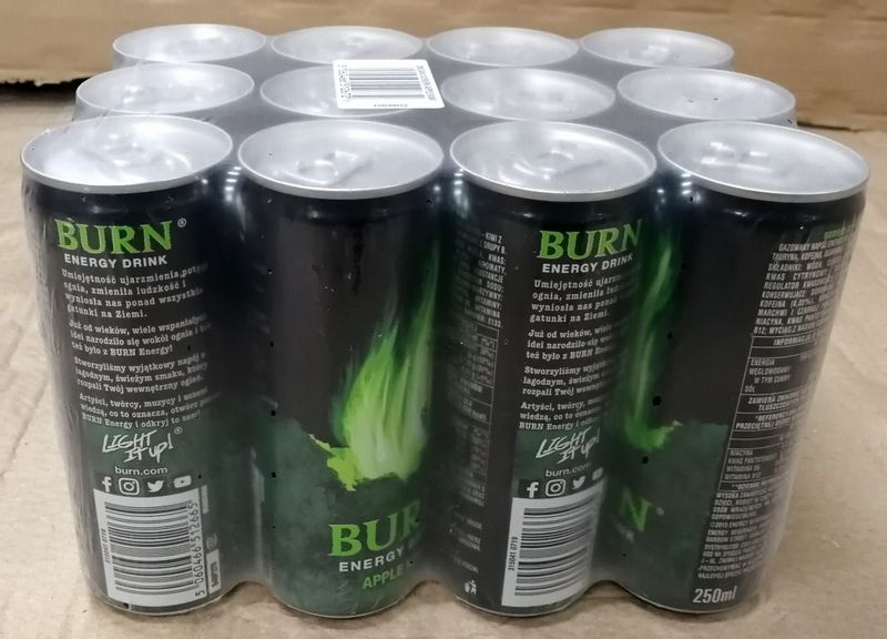 BURN Energy Drink Apple Kiwi 250ml - karton zdjęcie 1