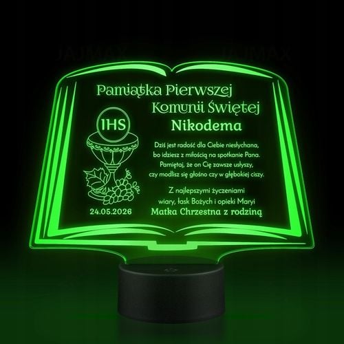 Pamiątka Pierwszej Komunii Świętej LAMPKA LED prezent na Komunię na Arena.pl