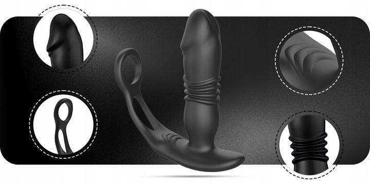 ZDALNIE STEROWANY MASAŻER PROSTATY POSUWISTY Z PILOTEM + RINGI JĄDRA PENIS zdjęcie 7
