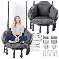 Ciemno Szare Bocianie gniazdo huśtawka + Poduszka XXL + 2x Zestaw montażowy