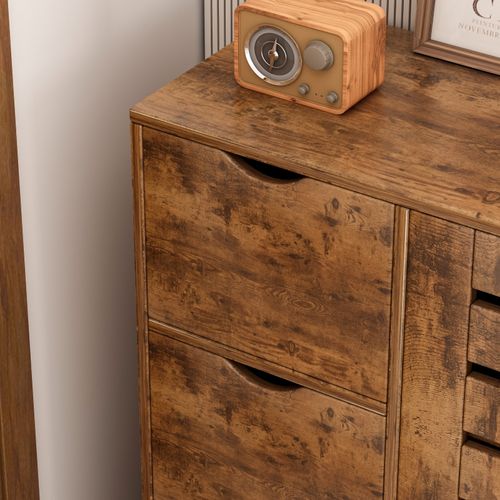 KOMODA DO SALONU CIEMNY BRĄZ SZAFKA POJEMNA DREWNIANA PÓŁKI LOFT 3 SZUFLADY na Arena.pl