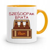 Kubek Żółty Prezent Dla Brata Sześciopak Brata Z Nadrukiem Ze Zdjęciem