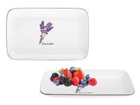 Półmisek porcelanowy prostokątny 25 cm mleczna biel nadruk kwiaty lawendy