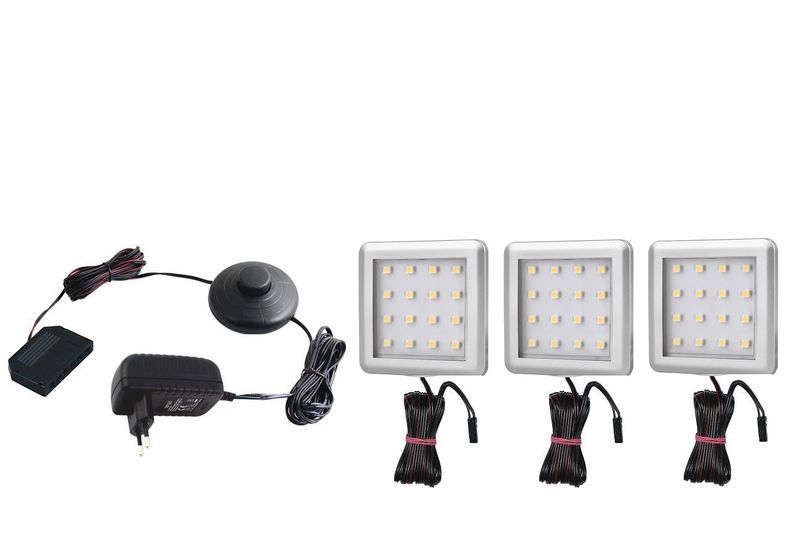 Oświetlenie mebli 3 x Zeus 12V DC biała  ciepła - zestaw zdjęcie 1