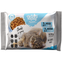 MOKRA KARMA DLA KOTA TufTuf saszetki 4x100g - 2x dorsz, 2x pstrąg