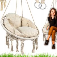 FOTEL HUŚTAWKA BOCIANIE GNIAZDO PODUSZKA MTG DO OGRODU DOMU BEŻ