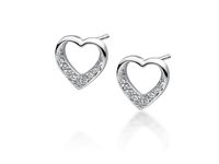 Delikatne rodowane srebrne kolczyki serca serduszka z cyrkoniami srebro 925 Z1697E