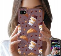 ETUI DO HUAWEI Y5 2018 - CASE Z KAWĄ ROGALIKAMI I ZIARNAMI W TLE