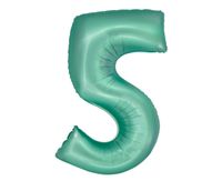 Balon foliowy cyfra "5" zielony miętowy matowy, 76 cm