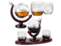 Karafka do whisky globus statek stojak premium +2 szklanki gratis