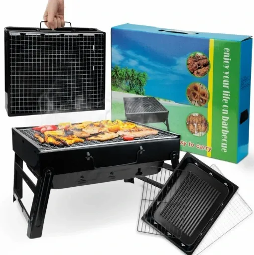 GRILL TURYSTYCZNY PRZENOŚNY SKŁADANY WALIZKA Kempingowy Prostokatny zdjęcie 1
