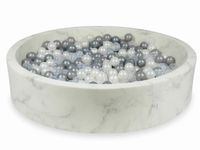 Suchy basen 130x30 marmur z piłeczkami 600szt (perłowe, przezroczyste, srebrne)