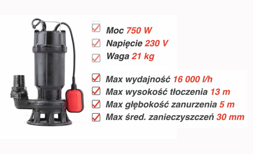 pompa do ścieków 750w z rozdrabniaczem - yt-85350 na Arena.pl