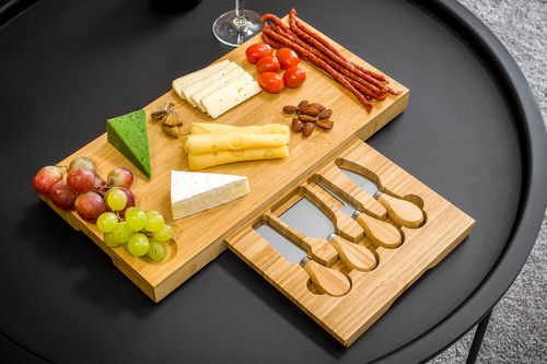 Deska do serów i wędlin bambusowa + zestaw noży na Arena.pl