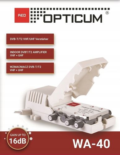 Wzmacniacz Sygnału TV DVB-T FM 1/ 4 wyjścia Antenowy DVB-T 16dB na Arena.pl