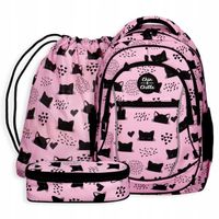 Zestaw plecak szkolny piórnik młodzieżowy do klas 4-8 różowy koty