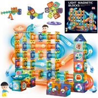 Tor Kulkowy Klocki Magnetyczne Świecące 252 el Duże Konstrukcyjne Zestaw