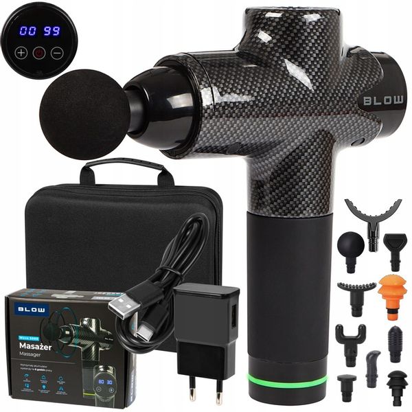 PISTOLET DO MASAŻU PLECÓW CIAŁA MASAŻER MASSAGE GUN 200W ZESTAW 10 KOŃCÓWEK zdjęcie 7