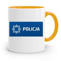 Kubek Żólty Prezent Dla Policjanta Policjantki Z Nadrukiem Ze Zdjęciem