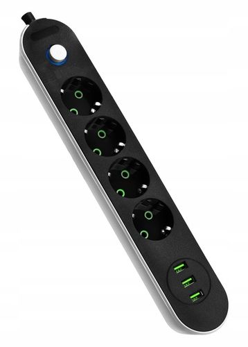 Przedłużacz Listwa Zasilająca 3M 4 gniazda 3xUSB na Arena.pl