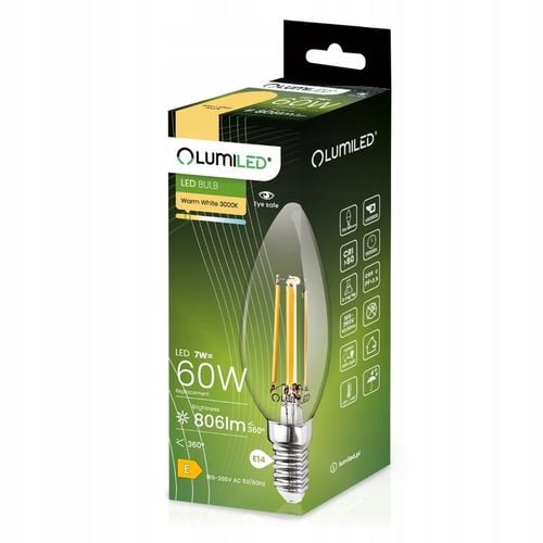 6x Żarówka LED E14 Świeca FILAMENT 7W = 60W Dekoracyjna 3000K LUMILED na Arena.pl