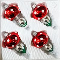 Bombki szklane grzybki 4 sztuki Ręcznie zdobione. Produkt polski (czerwony)