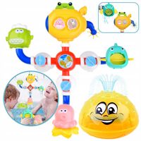 ZABAWKA DO KĄPIELI MŁYNEK WODNY KOŁOWROTEK + PŁYWAJĄCA FONTANNA KULA ŚWIECI