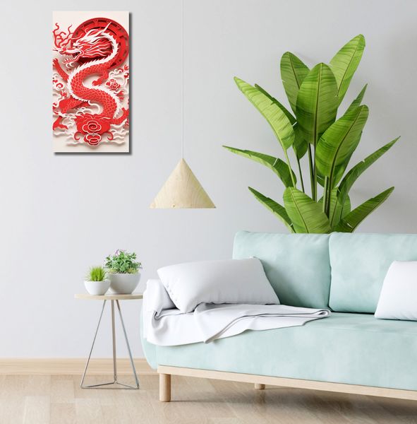 Obraz 30x60cm Czerwony Smok zdjęcie 2