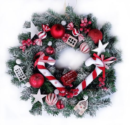 Wianek świąteczny na drzwi CUKIERKOWY ODCIENIE CZERWIENI na Arena.pl