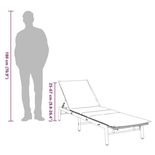 Leżak z poduszką, czarny, polirattan na Arena.pl