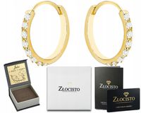 ZŁOTE KOLCZYKI MAŁE DELIKATNE Z CYRKONIAMI NA KREOLU KÓŁKA KÓŁECZKA 585