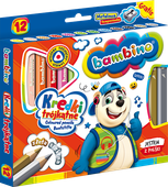 KREDKI TRÓJKĄTNE W OPRAWIE DREWNIANEJ Z TEMPERÓWKĄ 12 SZT BAMBINO