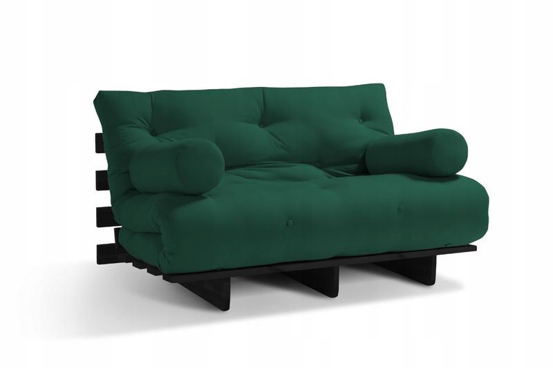 Sofa Futon Black 180x200 cm z funkcją spania BZ50 + komplet poduszek zdjęcie 1