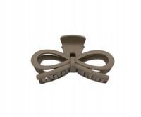 Duża spinka klamra plastikowa kokarda mat brązowy 13cm