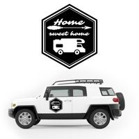 NAKLEJKA NA BOK AUTA sześciokąt napis KAMPER przyczepę kempingową auto 50cm