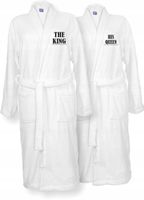 SZLAFROKI BIAŁE Z HAFTEM 2 szt unisex PREZENT personalizowany na rocznice