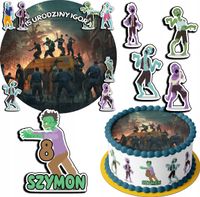ZESTAW OPŁATEK NA TORT 20CM + 17 POSTACI - ZOMBIE + IMIĘ 15CM 18CM