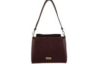 Torebka miejska z naturalnego zamszu i skóry - Bordowa