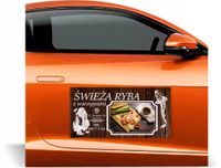 Magnes na samochód reklama magnetyczna 60x30 ŚWIEŻA RYBA z warzywami