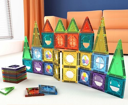 EDUKACYJNE KLOCKI MAGNETYCZNE ZESTAW 56 EL PANELE KONSTRUKCYJNE DLA DZIECI na Arena.pl