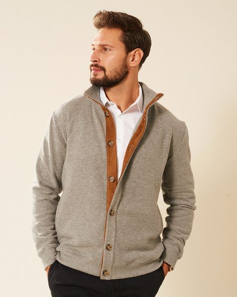 Sweter męski bawełniany szary melanż Deville Rozmiar - M zdjęcie 1